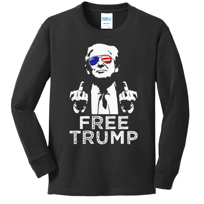 Free Trump Free Donald Trump 2024 Pullover Hoodie Kids Long Sleeve Shirt