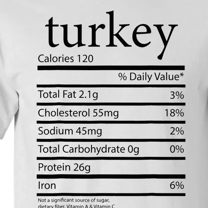 Funny Turkey Family Thanksgiving Nutrition Facts Food Tall T-Shirt