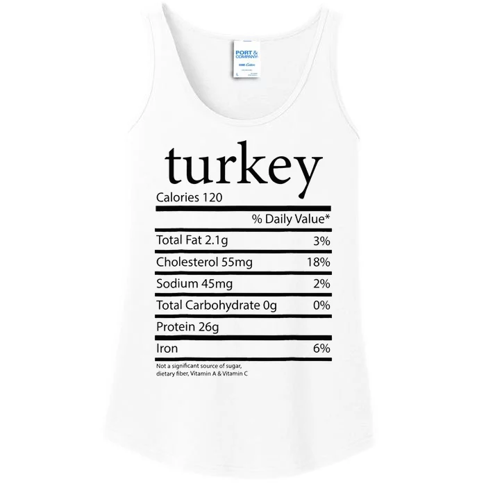 Funny Turkey Family Thanksgiving Nutrition Facts Food Ladies Essential Tank