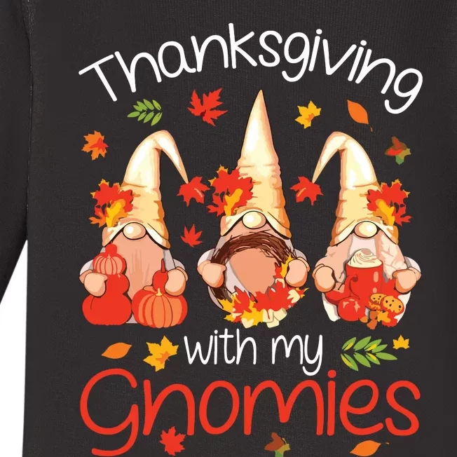 Funny Thanksgiving For Women Gnome Gnomies Lover Baby Long Sleeve Bodysuit