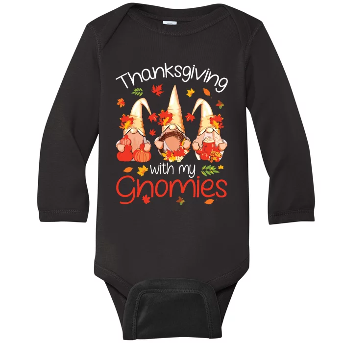 Funny Thanksgiving For Women Gnome Gnomies Lover Baby Long Sleeve Bodysuit