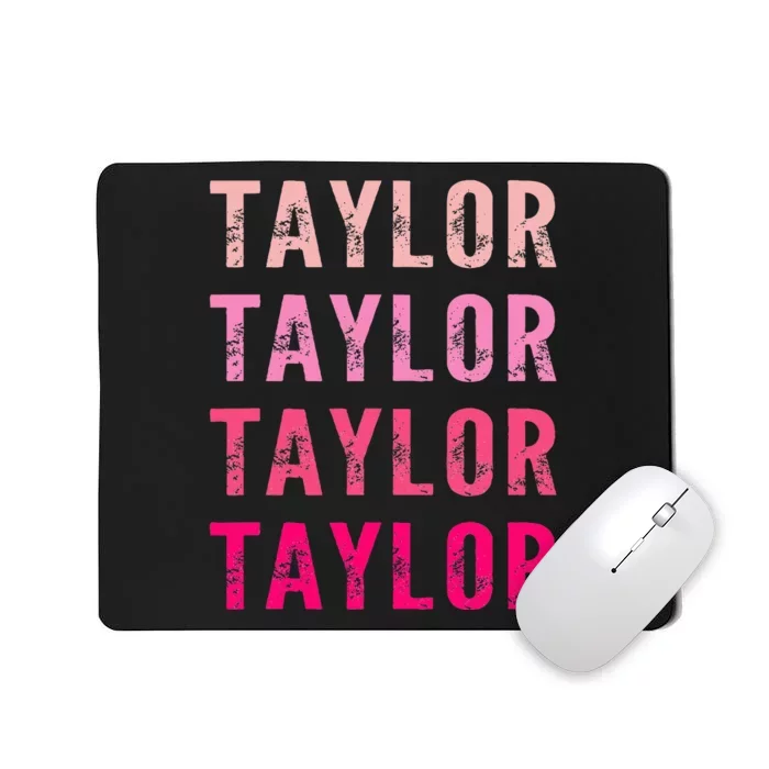 Funny Taylor first given name retro vintage distressed Mousepad