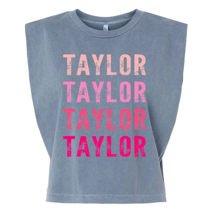 Funny Taylor first given name retro vintage distressed Garment-Dyed Women's Muscle Tee