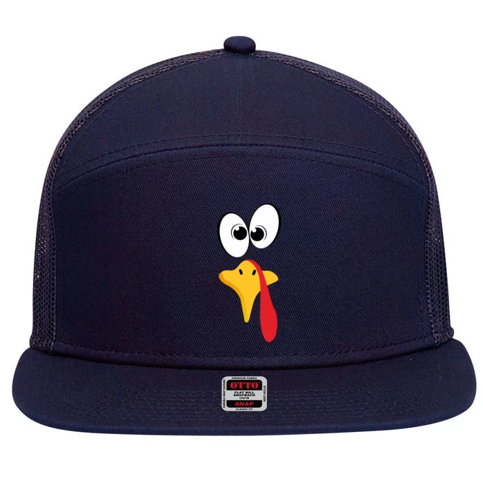 Funny Turkey Face Gift 7 Panel Mesh Trucker Snapback Hat