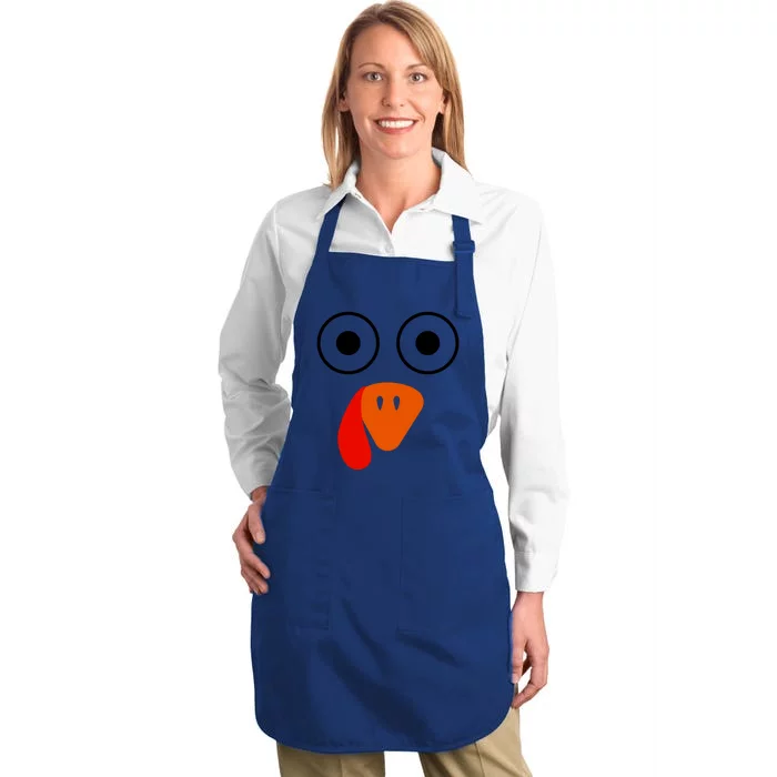 Funny Turkey Face Gift Big Eyes Pilgrim Thanksgiving Day Gift Full-Length Apron With Pocket