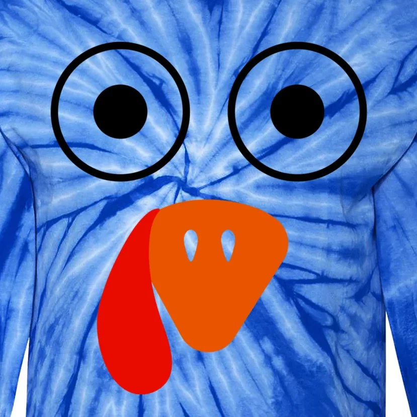 Funny Turkey Face Gift Big Eyes Pilgrim Thanksgiving Day Gift Tie-Dye Long Sleeve Shirt