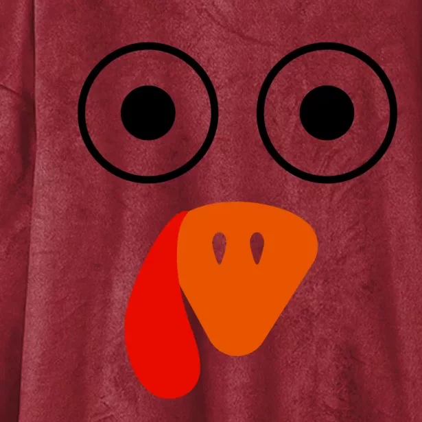 Funny Turkey Face Gift Big Eyes Pilgrim Thanksgiving Day Gift Hooded Wearable Blanket