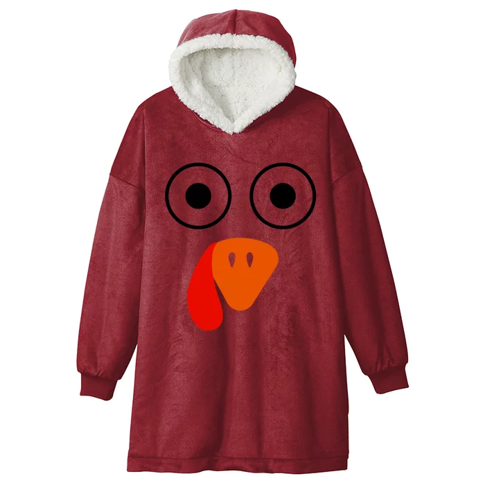 Funny Turkey Face Gift Big Eyes Pilgrim Thanksgiving Day Gift Hooded Wearable Blanket