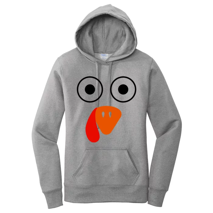 Funny Turkey Face Gift Big Eyes Pilgrim Thanksgiving Day Gift Women's Pullover Hoodie