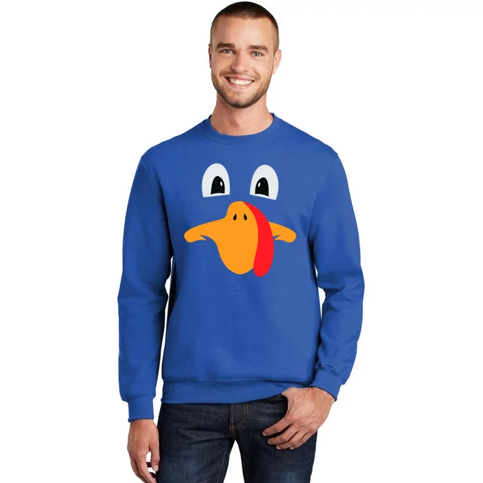 Funny Turkey Face Thanksgiving Day Costume Harvest Festival Gift Tall Sweatshirt