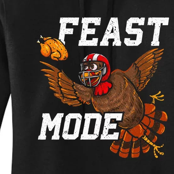 Football Thanksgiving Feast Mode Turkey Thanksgiving Women's Pullover Hoodie