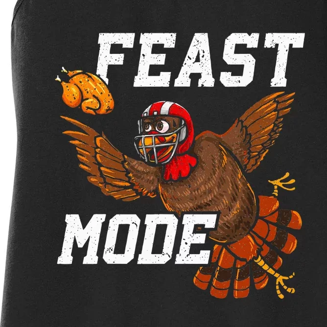 Football Thanksgiving Feast Mode Turkey Thanksgiving Women's Racerback Tank