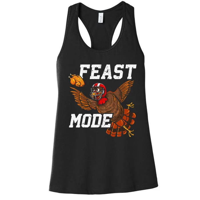 Football Thanksgiving Feast Mode Turkey Thanksgiving Women's Racerback Tank