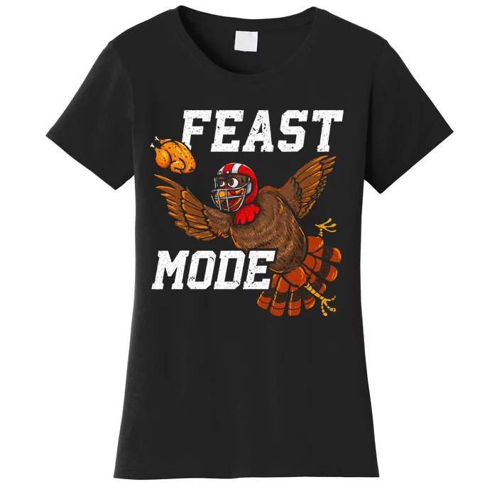 Football Thanksgiving Feast Mode Turkey Thanksgiving Women's T-Shirt