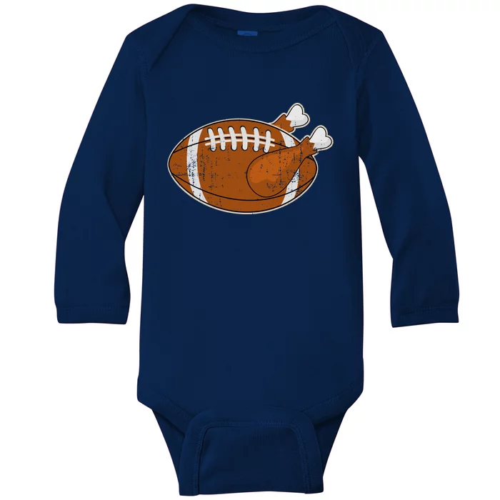 Funny Turkey Football For Thanksgiving Holiday Season Gift Baby Long Sleeve Bodysuit