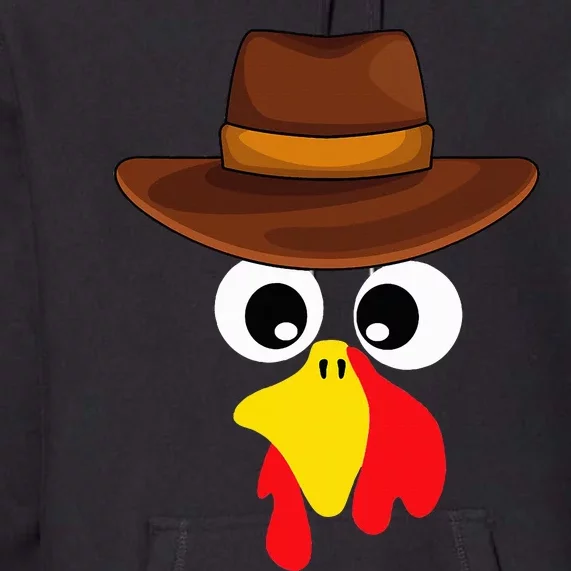 Funny Turkey Face cowboy Thanksgiving day cute novembre Premium Hoodie