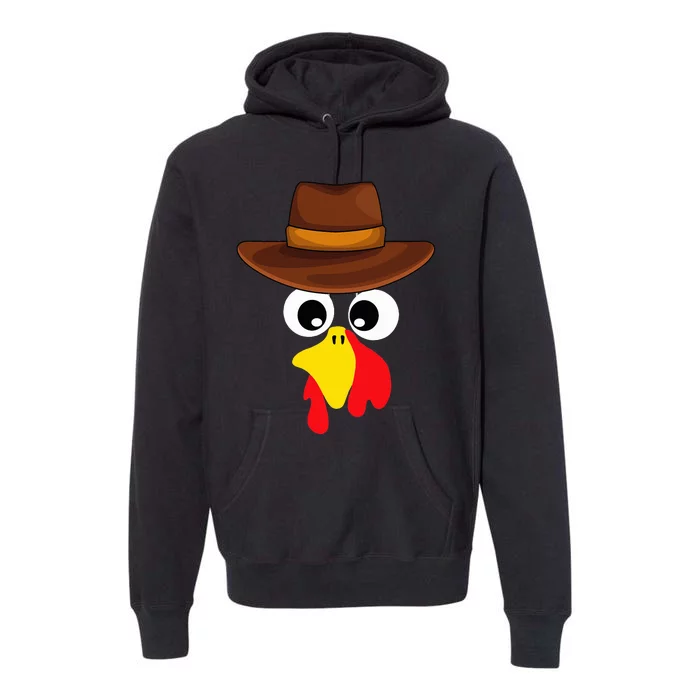 Funny Turkey Face cowboy Thanksgiving day cute novembre Premium Hoodie