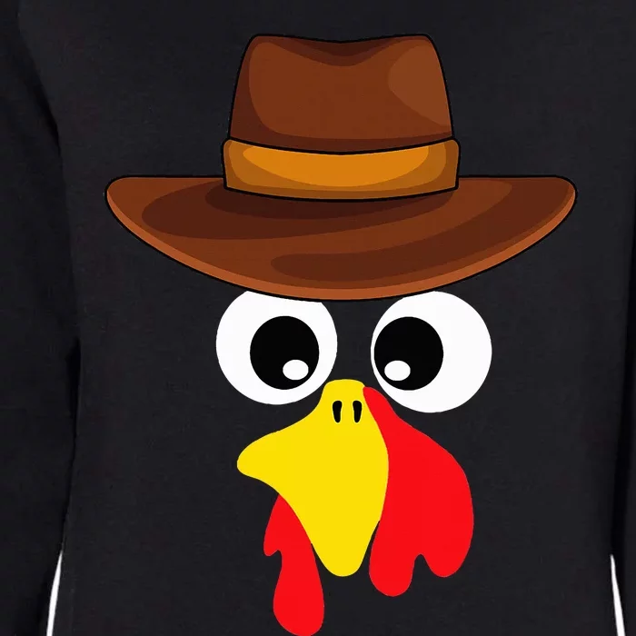 Funny Turkey Face cowboy Thanksgiving day cute novembre Womens California Wash Sweatshirt