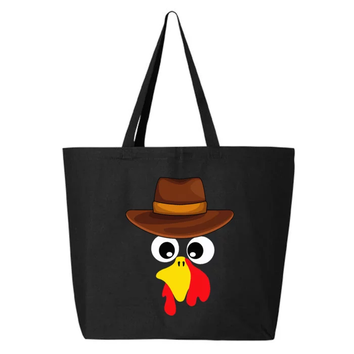 Funny Turkey Face cowboy Thanksgiving day cute novembre 25L Jumbo Tote