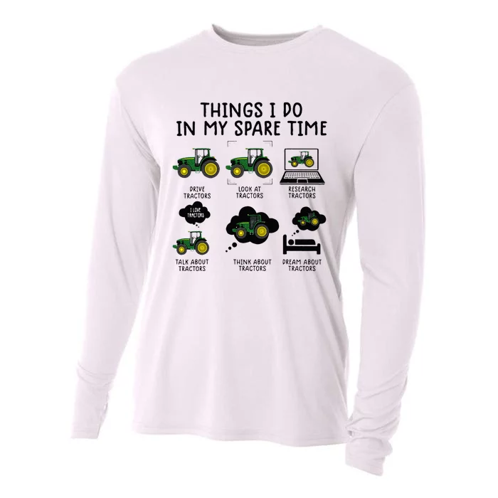 Funny Tractor Farming Cooling Performance Long Sleeve Crew