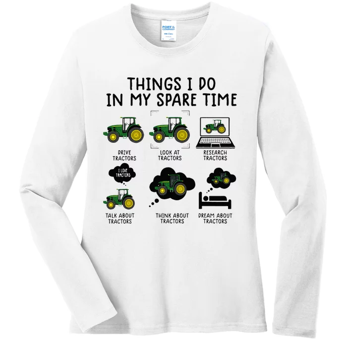 Funny Tractor Farming Ladies Long Sleeve Shirt