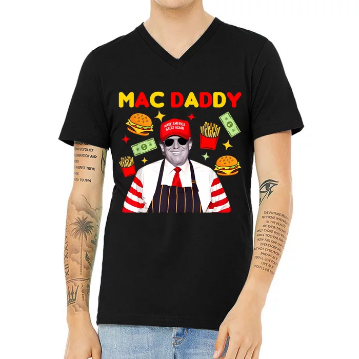 Funny Trump Fries Making Fries Mac Daddy V-Neck T-Shirt