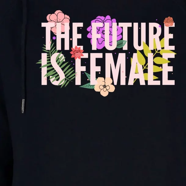 Floral The Future Is Female Womens Funnel Neck Pullover Hood