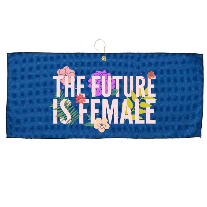 Floral The Future Is Female Large Microfiber Waffle Golf Towel