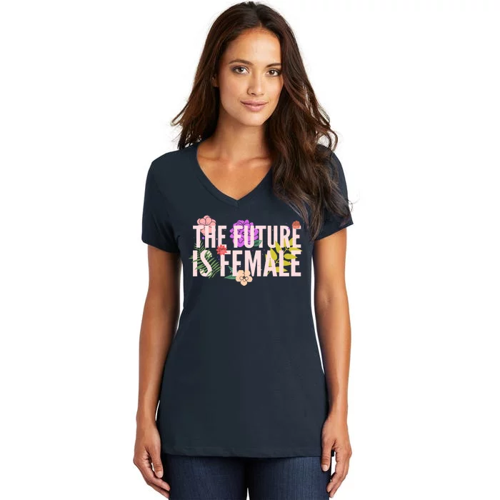 Floral The Future Is Female Women's V-Neck T-Shirt