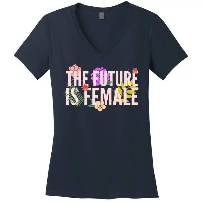 Floral The Future Is Female Women's V-Neck T-Shirt