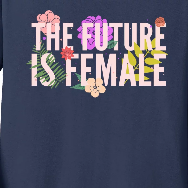 Floral The Future Is Female Kids Long Sleeve Shirt