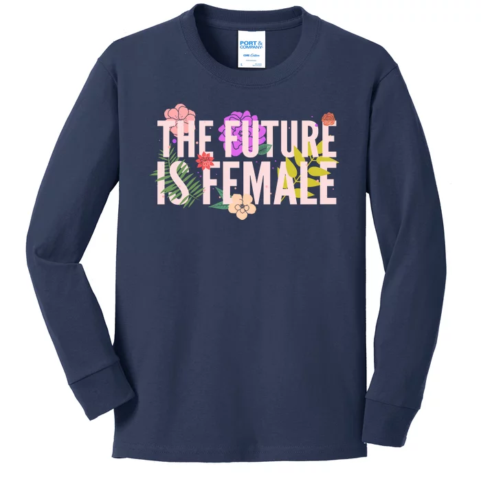 Floral The Future Is Female Kids Long Sleeve Shirt