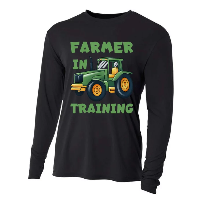 Funny Tractor Farmer In Training Tractor Cooling Performance Long Sleeve Crew