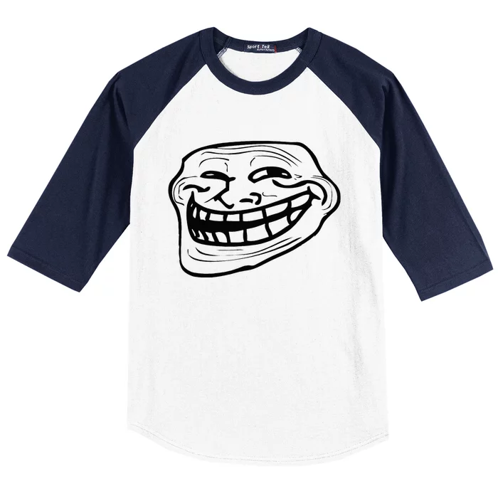 Funny Troll Face Nerd Geek Baseball Sleeve Shirt