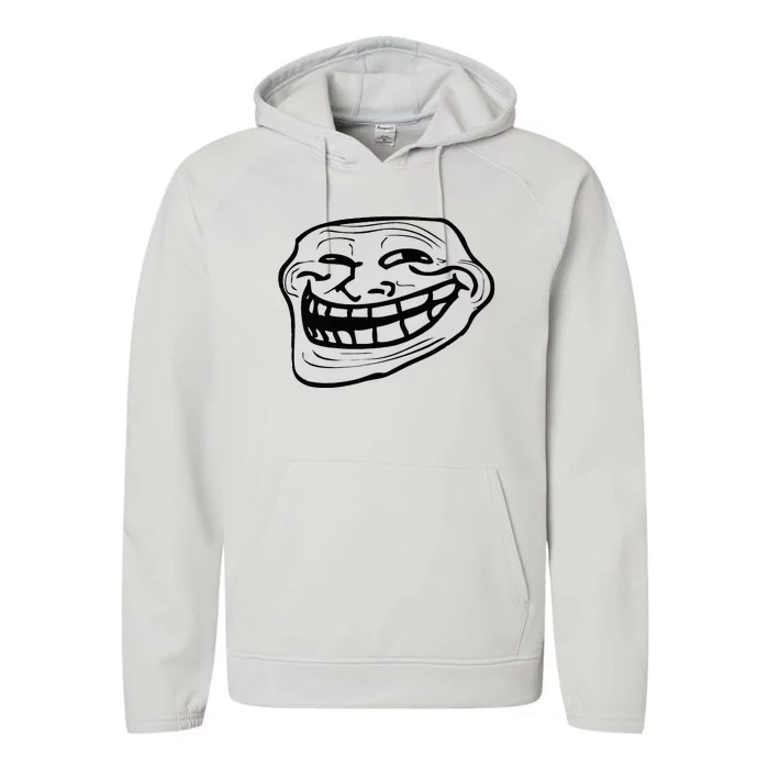 Funny Troll Face Nerd Geek Performance Fleece Hoodie