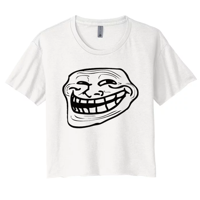 Funny Troll Face Nerd Geek Women's Crop Top Tee