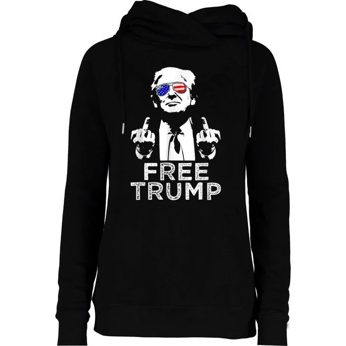 Free Trump, Free Donald Trump Womens Funnel Neck Pullover Hood