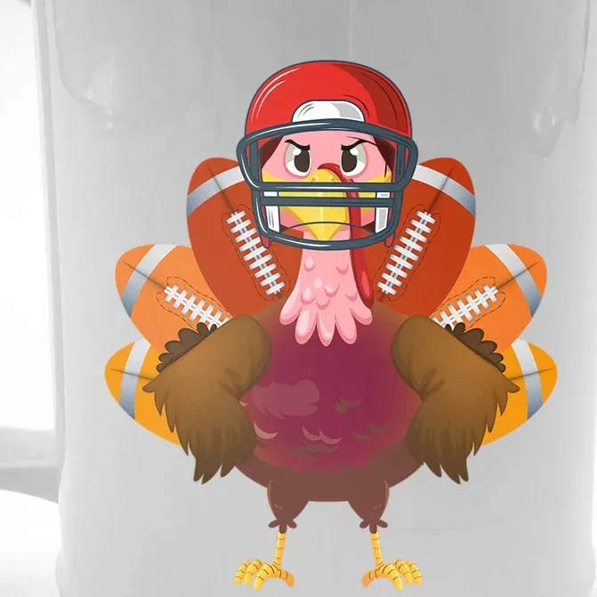 Funny Thanksgiving Funny Football Sports Turkey Gift Front & Back Beer Stein