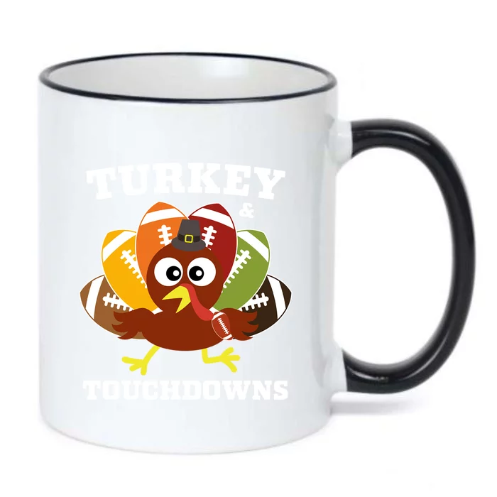 Funny Thanksgiving Football Turkey And Touchdowns Gift Black Color Changing Mug