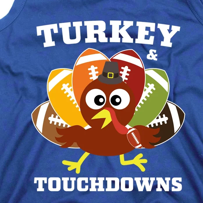 Funny Thanksgiving Football Turkey And Touchdowns Gift Tank Top