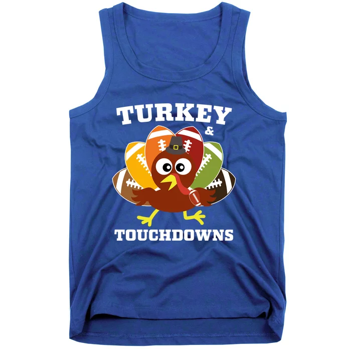 Funny Thanksgiving Football Turkey And Touchdowns Gift Tank Top