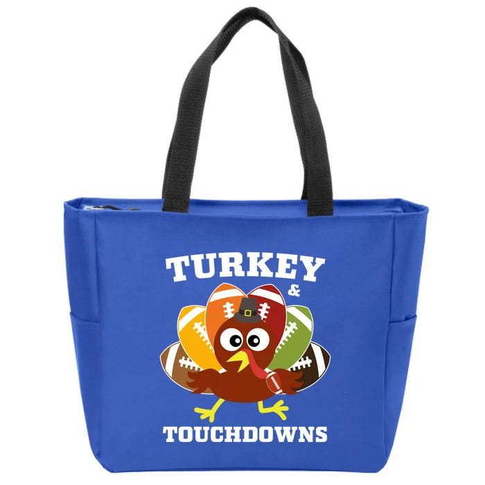 Funny Thanksgiving Football Turkey And Touchdowns Gift Zip Tote Bag