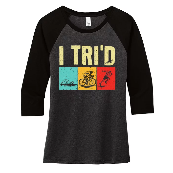 Funny Triathlon For Women Cyclist Swimmer Triathletes Women's Tri-Blend 3/4-Sleeve Raglan Shirt