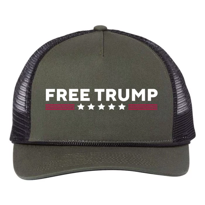 Free Trump Free Donald Trump I Stand With Trump Retro Rope Trucker Hat Cap