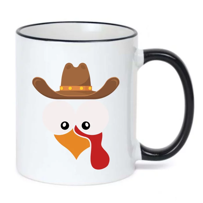 Funny Turkey Face With Cow Hat Thanksgiving Day Matching Great Gift Black Color Changing Mug