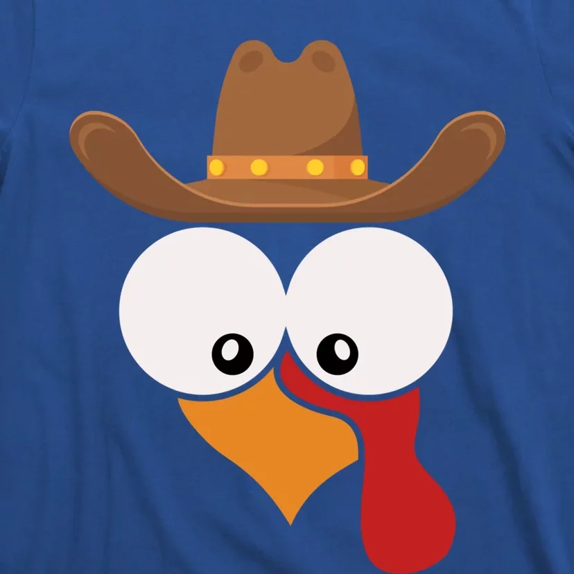 Funny Turkey Face With Cow Hat Thanksgiving Day Matching Great Gift T-Shirt