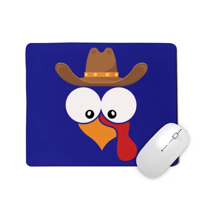 Funny Turkey Face With Cow Hat Thanksgiving Day Matching Great Gift Mousepad