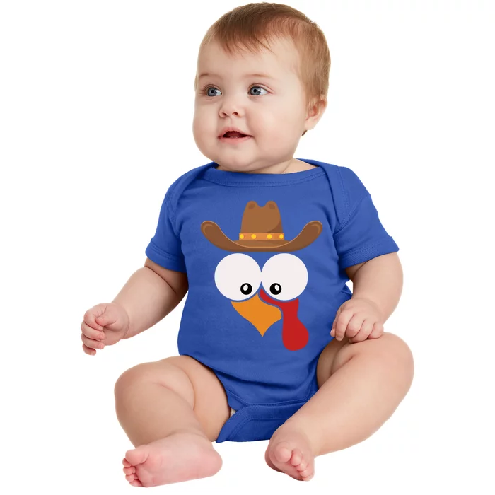 Funny Turkey Face With Cow Hat Thanksgiving Day Matching Great Gift Baby Bodysuit