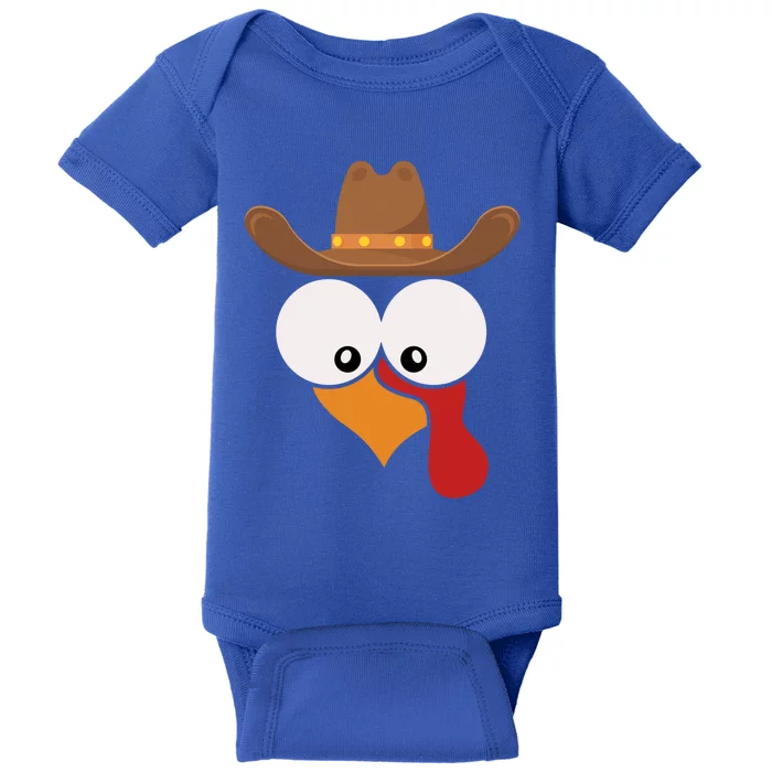 Funny Turkey Face With Cow Hat Thanksgiving Day Matching Great Gift Baby Bodysuit