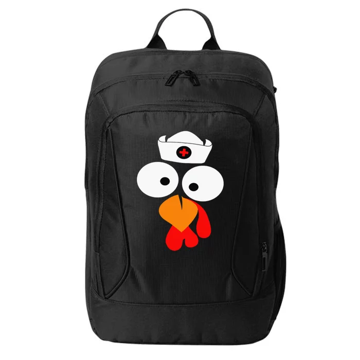 Funny Turkey Face With Nurse Hat Thanksgiving Day Matching Cool Gift City Backpack